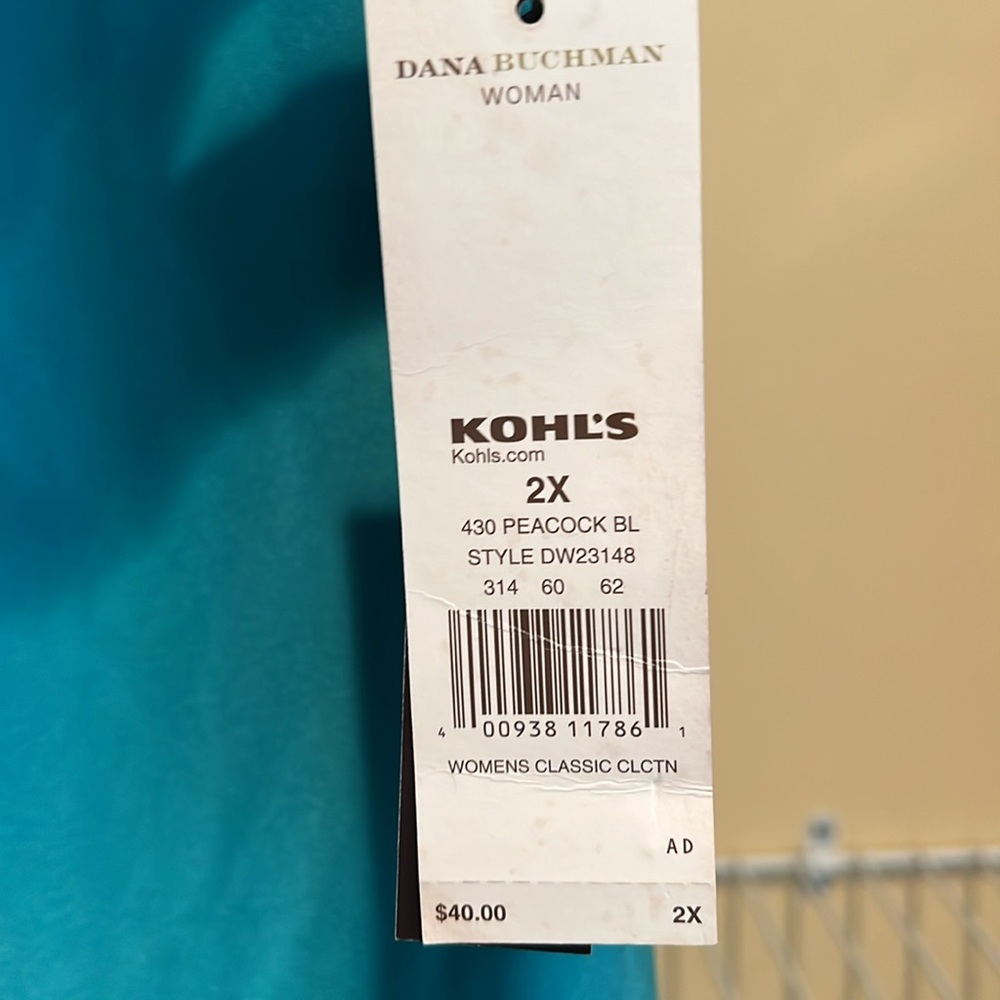 Dana Buchman Turquoise  top size 2X NWT - Picture 4 of 4